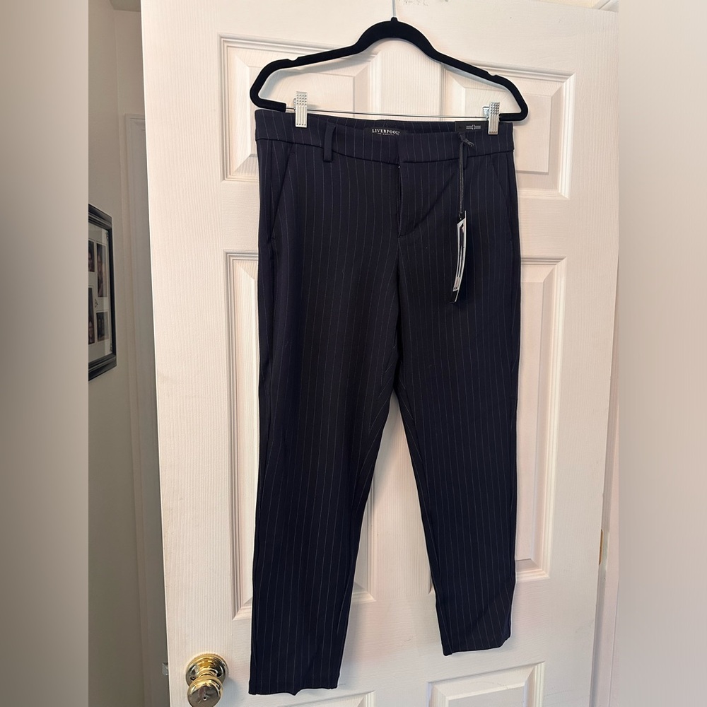 Liverpool Navy Stripe Knit Trouser NWT 8/29 Petite
